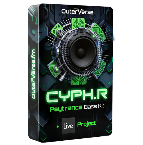 Outerverse Cypher free bass sample pack packaging artwork