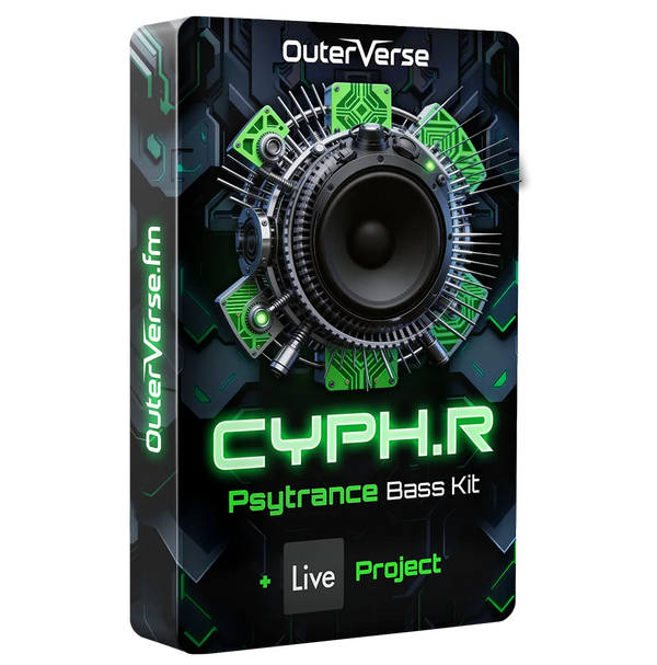 Outerverse Cypher free bass sample pack packaging artwork